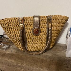Michael Kors Tan Woven Tote with Gold Accents